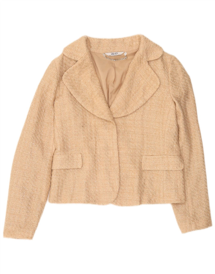 Jachetă Liu Jo pentru femei Crop Blazer IT 44 Medium Bej Acrilic