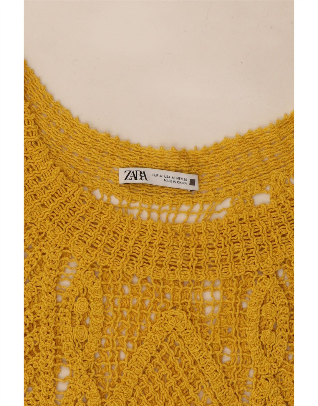 Top cu vestă crochetată pentru femei Zara UK 12 Galben mediu