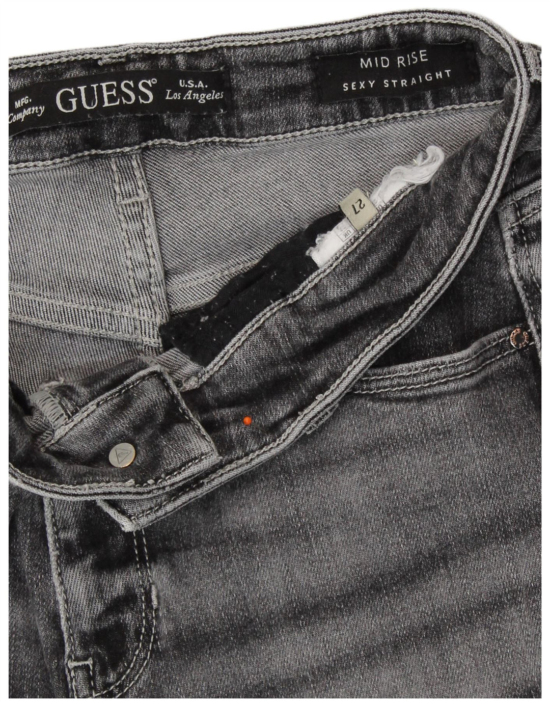 Blugi drepti GUESS pentru femei cu talie medie W27 L30 gri