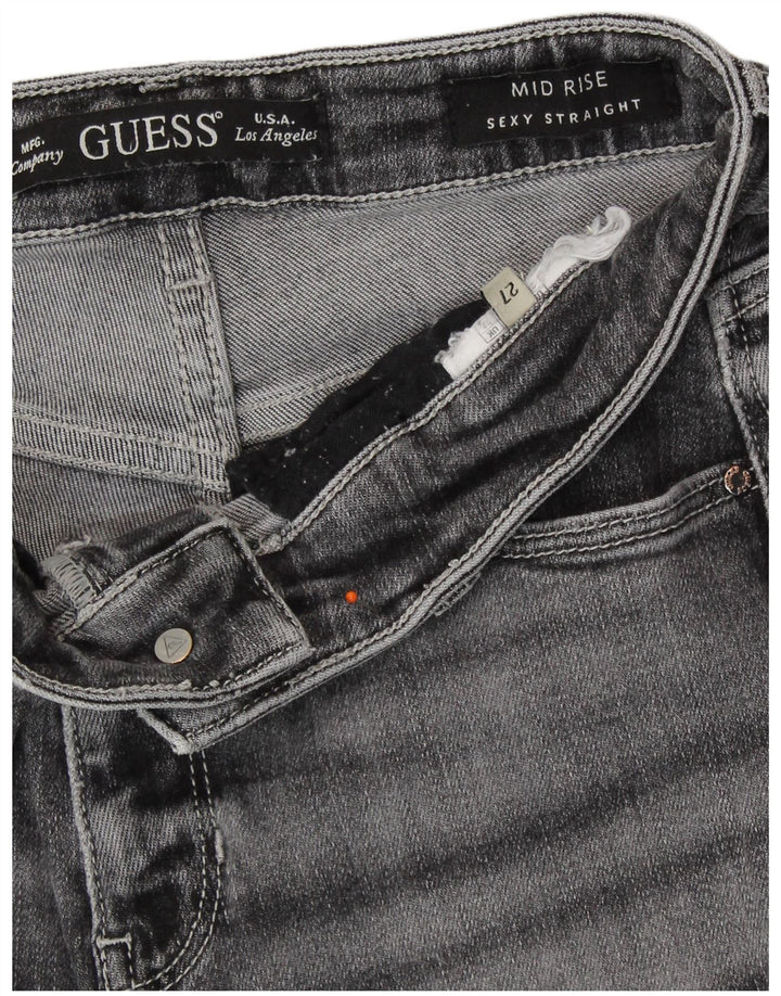 Blugi drepti GUESS pentru femei cu talie medie W27 L30 gri