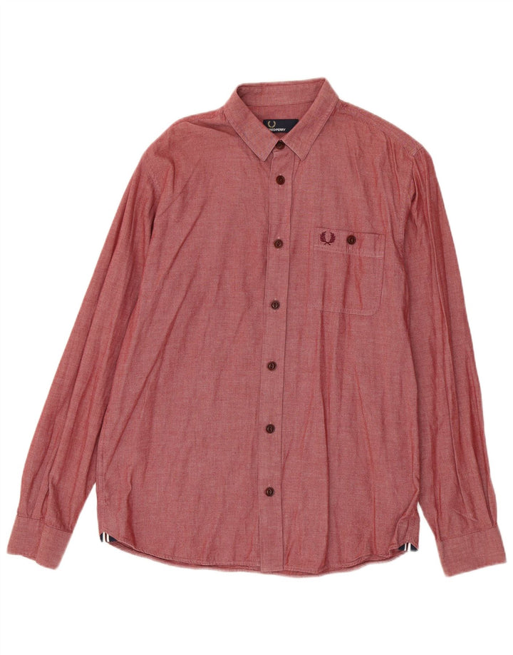 Cămașă Fred Perry pentru bărbați, bumbac burgundy mediu