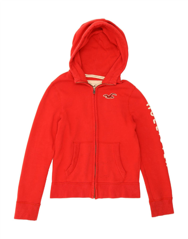 HOLLISTER Mens Graphic Zip Hoodie Sweater Small Red Vintage Hollister and Second-Hand Hollister from Messina Hembry 