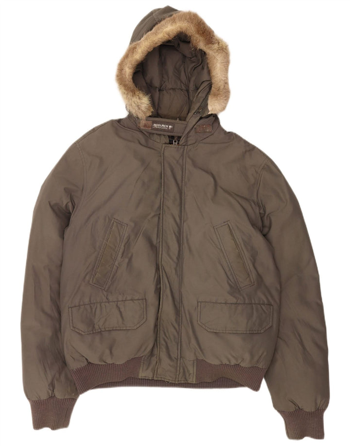 Jachetă bomber căptușită cu glugă pentru bărbați Woolrich UK 40, mare, gri, bumbac