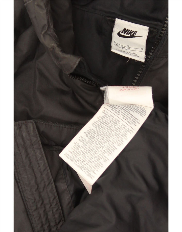 Jachetă căptușită cu glugă Nike pentru băieți 12-13 ani, mare, negru, poliester