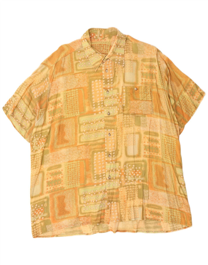 Cămașă Vintage pentru bărbați cu mânecă scurtă XL Galben Geometric