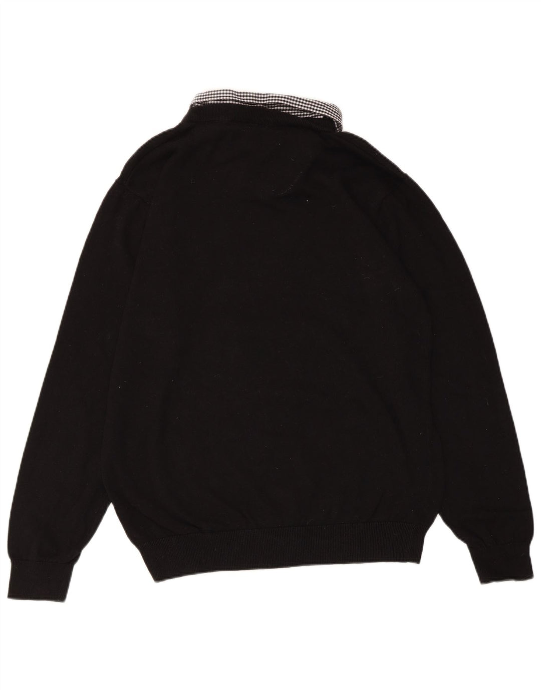 PIERRE CARDIN Pulover cu decolteu în V pentru femei UK 18 XL, bumbac cu check negru