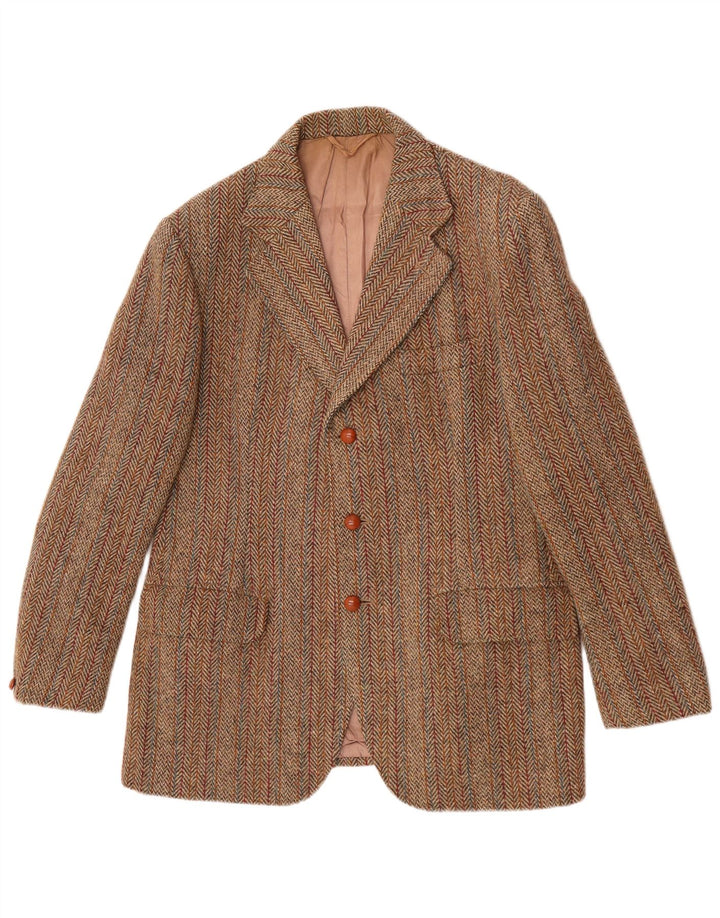 Jachetă pentru bărbați Harris Tweed, cu 3 nasturi, UK 38, verde mediu, în oase