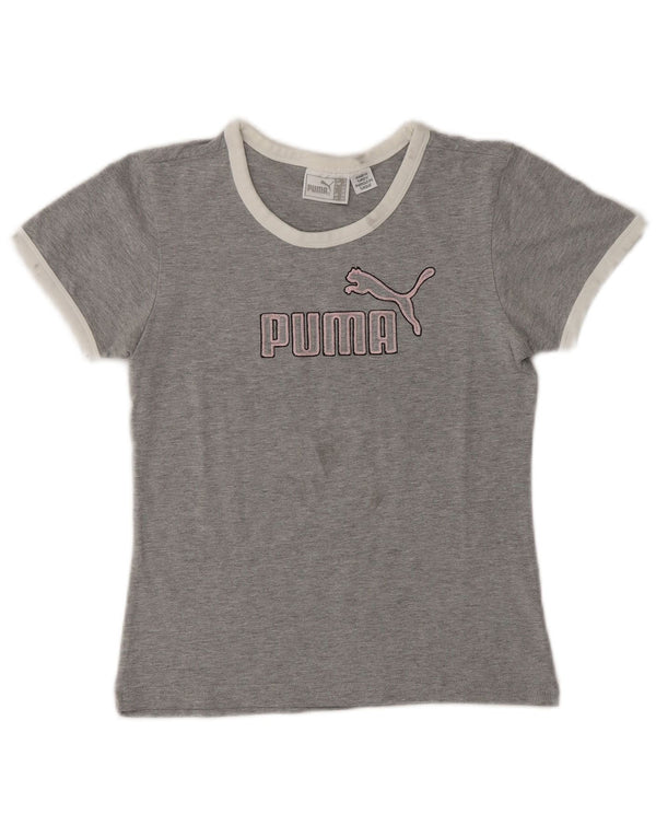 Tricou crop grafic Puma pentru femei Top UK 10 Small Grey Flecked