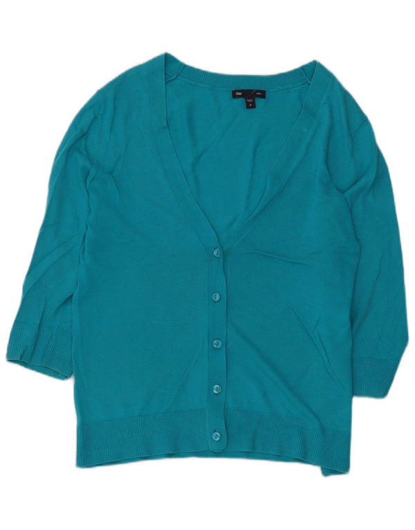 Pulover cardigan pentru femei Gap cu mâneci 3/4 UK 14 bumbac turcoaz mediu