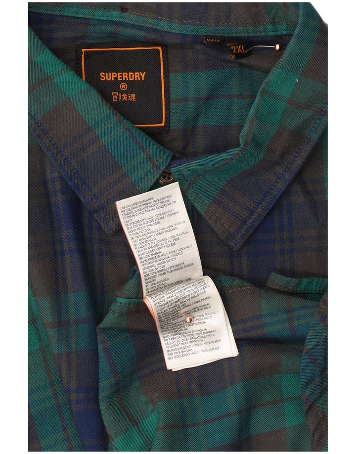 Cămașă de flanel pentru bărbați SUPERDRY 2XL, bumbac verde check