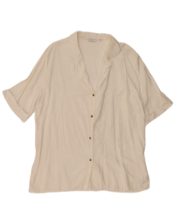 Bluză cămașă cu mânecă scurtă pentru femei Vintage UK 18 XL Alb