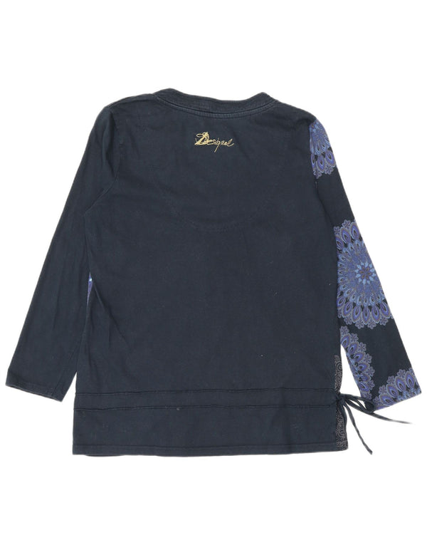 Top grafic pentru femei Desigual cu mânecă lungă UK 18 XL Bleumarin Floral