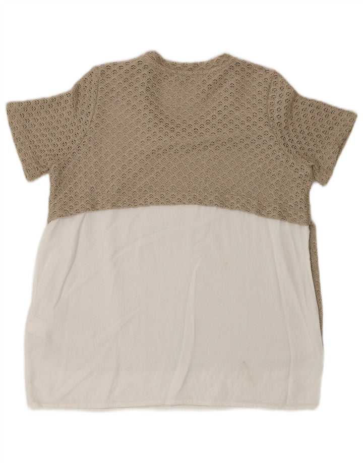 Bluză din croșetat Zara pentru femei UK 12 Medium Bej Poliester color bloc