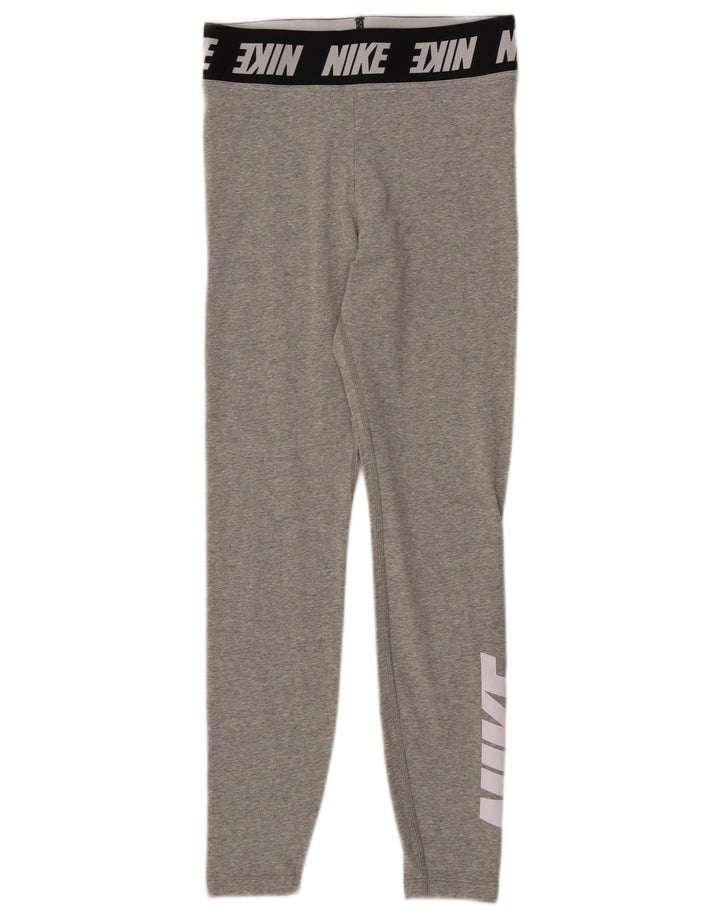 Leggings grafic NIKE pentru femei UK 8, bumbac gri mic