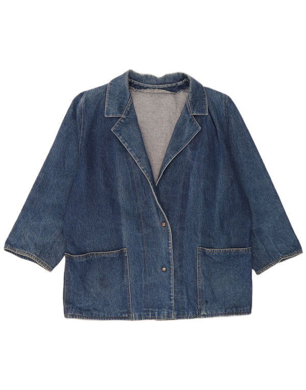 Jachetă vintage pentru femei, supradimensionată, cu 2 nasturi, din denim, UK 18 XL, albastru