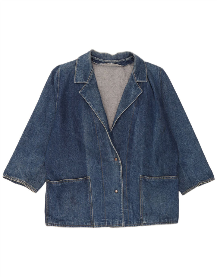 Jachetă vintage pentru femei, supradimensionată, cu 2 nasturi, din denim, UK 18 XL, albastru