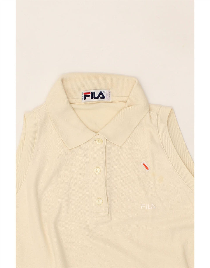 FILA Womens Sleeveless Polo Shirt EU 42 Large Off White Vintage Fila and Second-Hand Fila from Messina Hembry 