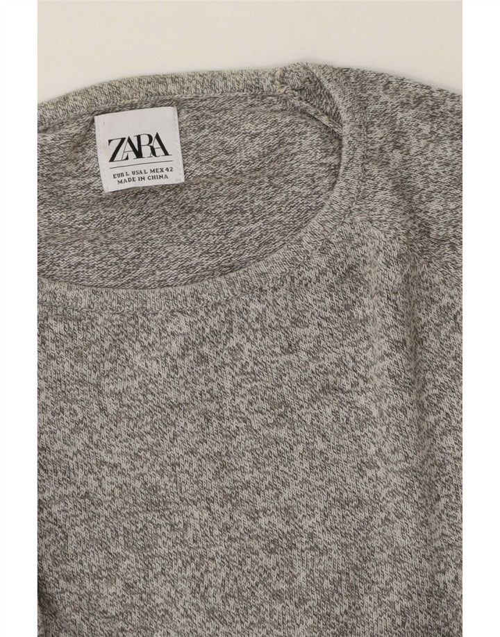 Pulover pentru bărbați Zara, cu decolteu triplu, mare, gri pete