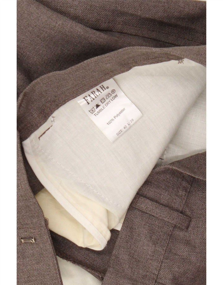Farah Pantaloni Drepți Cropped Bărbați L40 L26 Maro Poliester