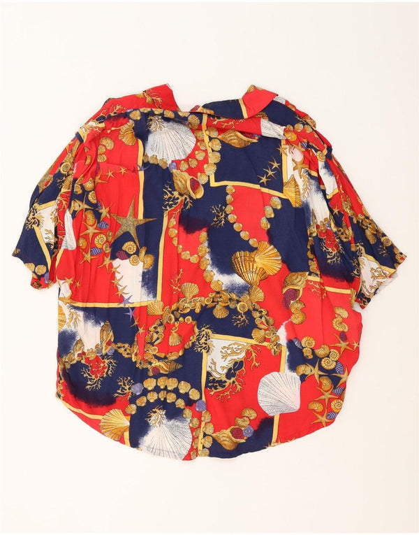 Cămașă vintage cu mânecă scurtă pentru femei, UK 18 XL, albastru bleumarin