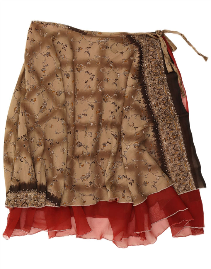 Fusta Wrap pentru femei Vintage W38 2XL Maro Floral