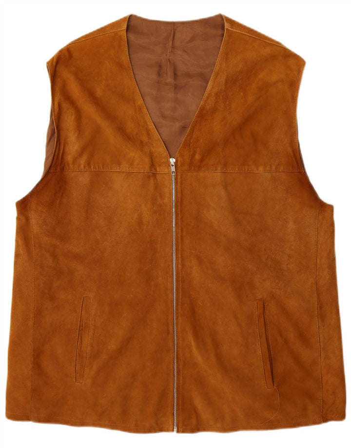 Gilet din piele intoarsa pentru barbati vintage UK 40 Large Brown