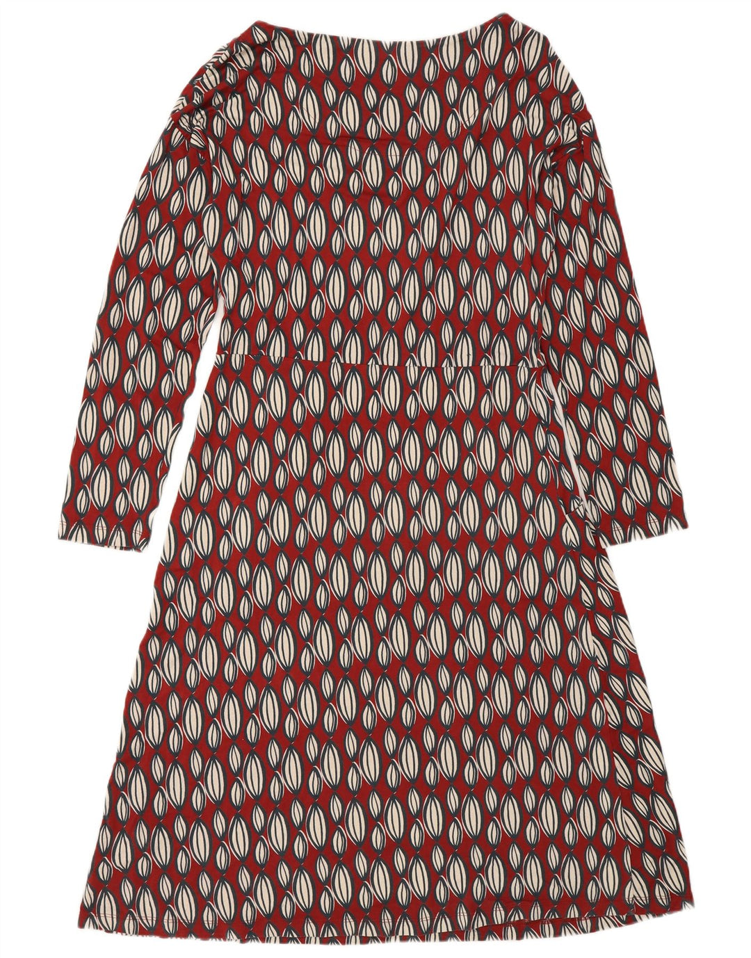 White Stuff Rochie A-Line cu mânecă lungă pentru femei UK 12 Medium Red Geometric