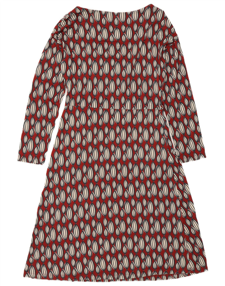 White Stuff Rochie A-Line cu mânecă lungă pentru femei UK 12 Medium Red Geometric