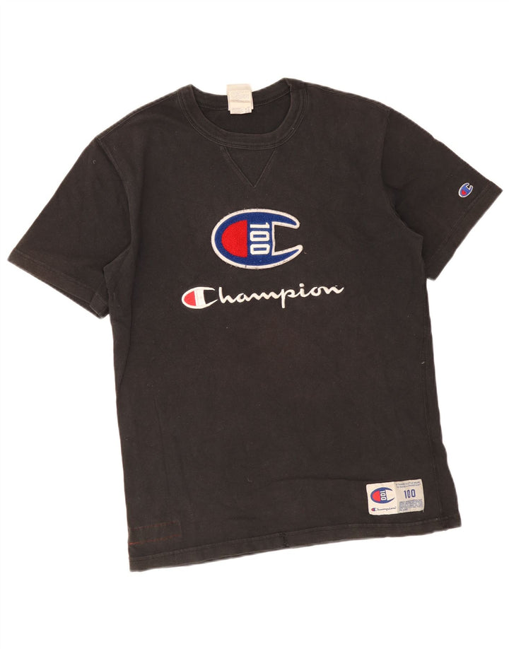 Tricou grafic Champion pentru bărbați Top mediu din bumbac negru