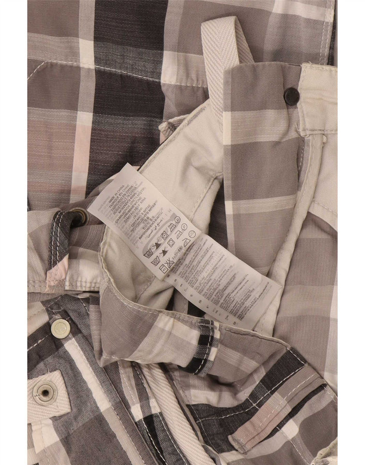 Pantaloni scurti cargo grafic G-Star pentru bărbați W31, bumbac cu carouri, gri mediu