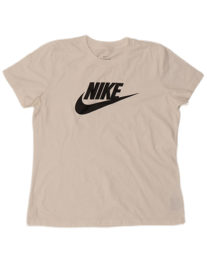 Tricou grafic Nike pentru femei Top UK 14 Medium White Bumbac
