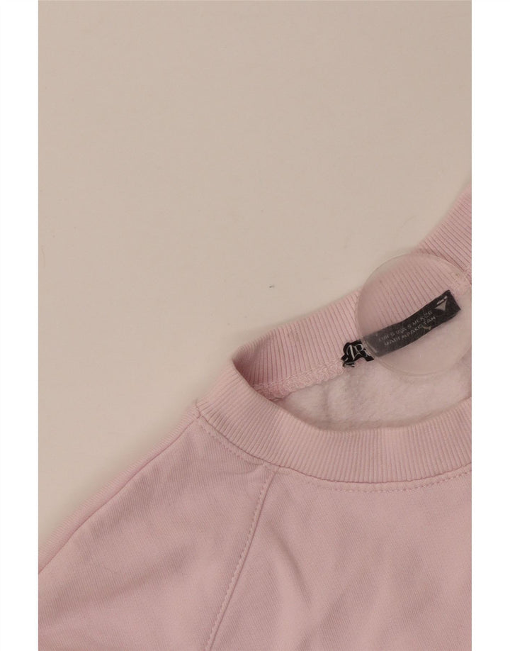 Pulover pentru damă Zara oversize crop cu mâneci 3/4, UK 10, roz mic