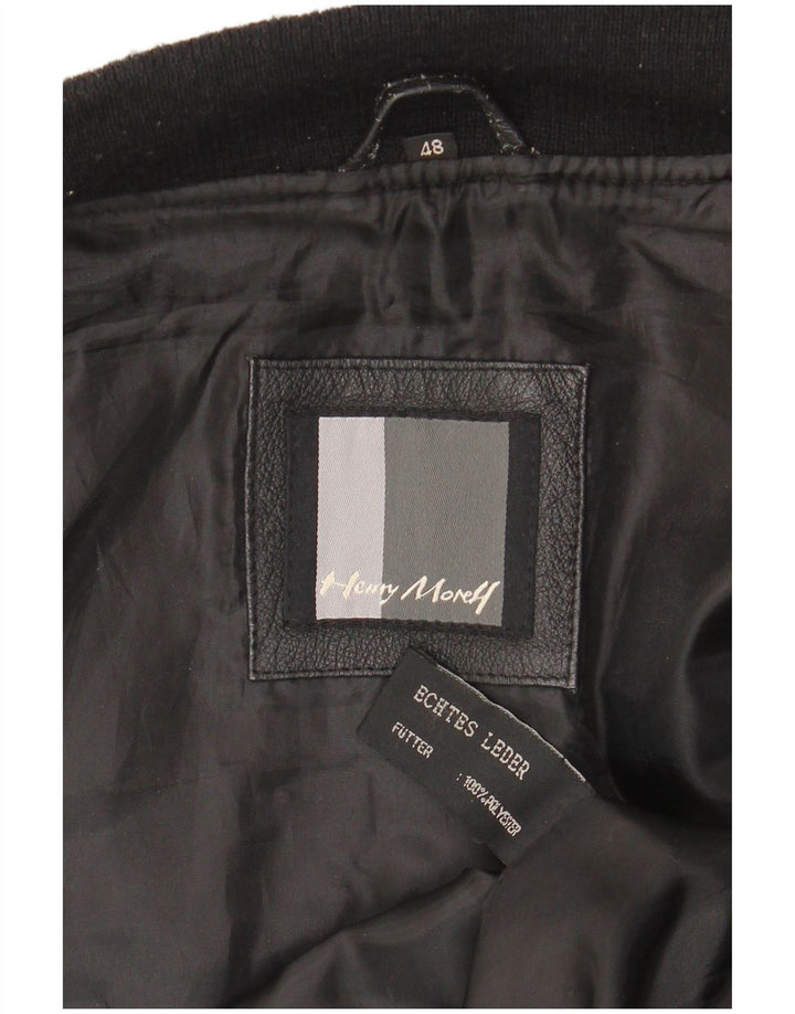 Jachetă Bomber din piele pentru bărbați Henry Morell EU 48 Piele neagră medie