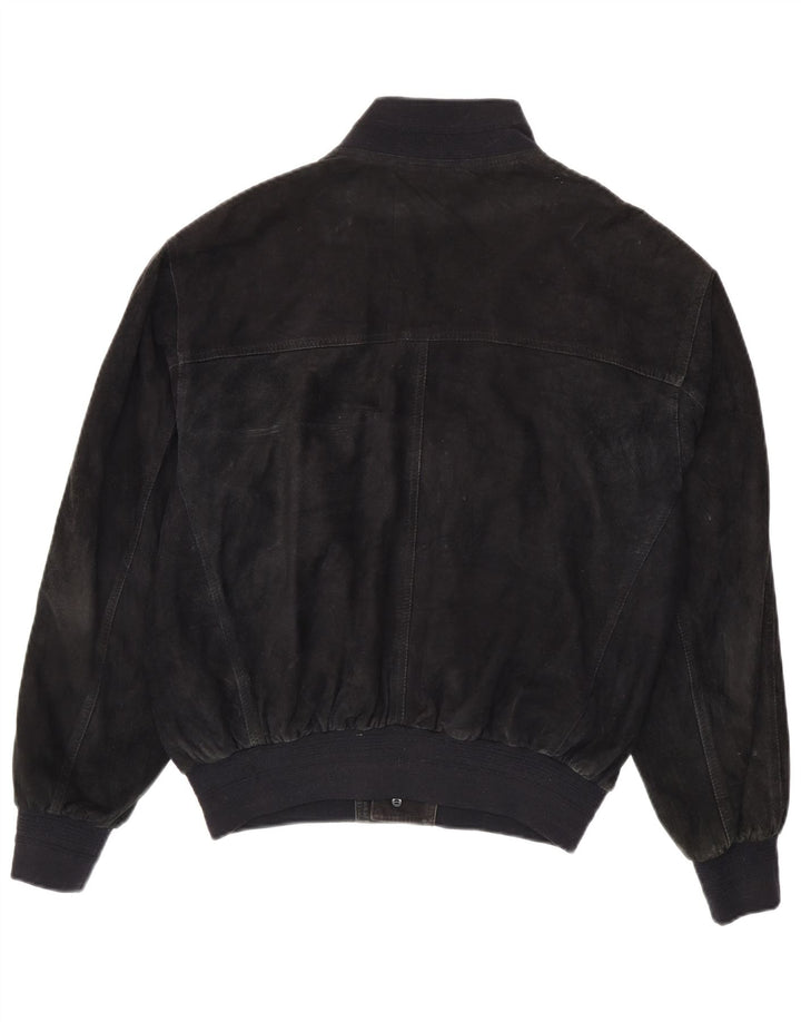 Bomber vintage pentru bărbați de piele intoarsă UK 40, mare, neagră