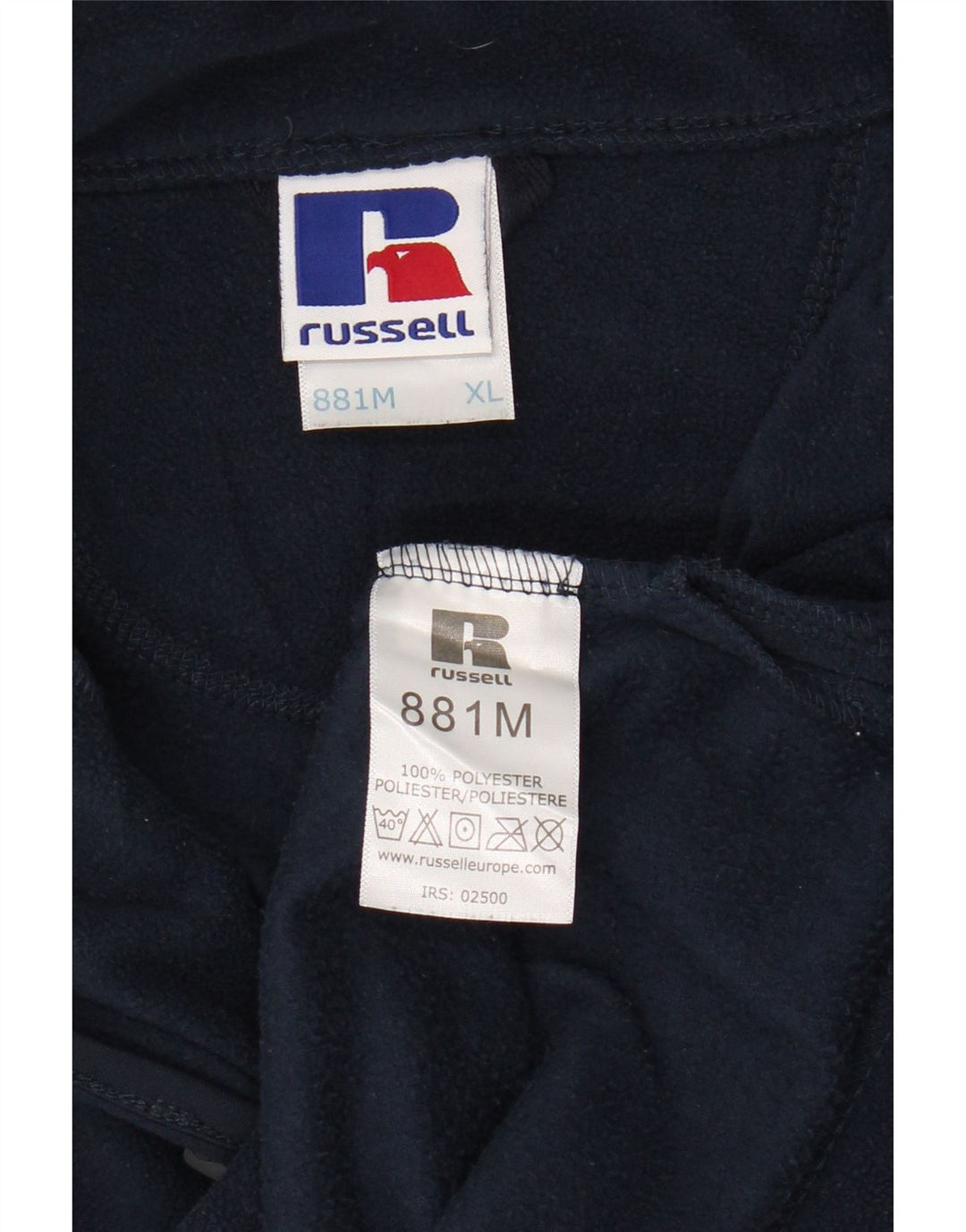 RUSSELL ATHLETIC Mens Zip Neck Fleece Jumper XL Navy Blue Polyester Vintage Russell Athletic and Second-Hand Russell Athletic from Messina Hembry 