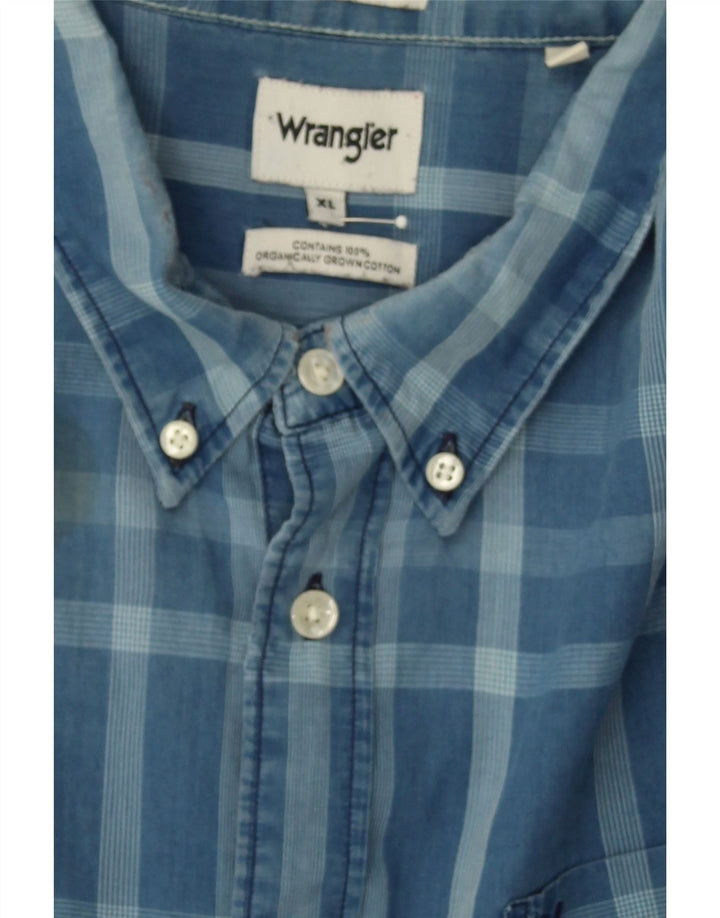 WRANGLER Mens Regular Fit Shirt XL Blue Check Cotton Vintage Wrangler and Second-Hand Wrangler from Messina Hembry 