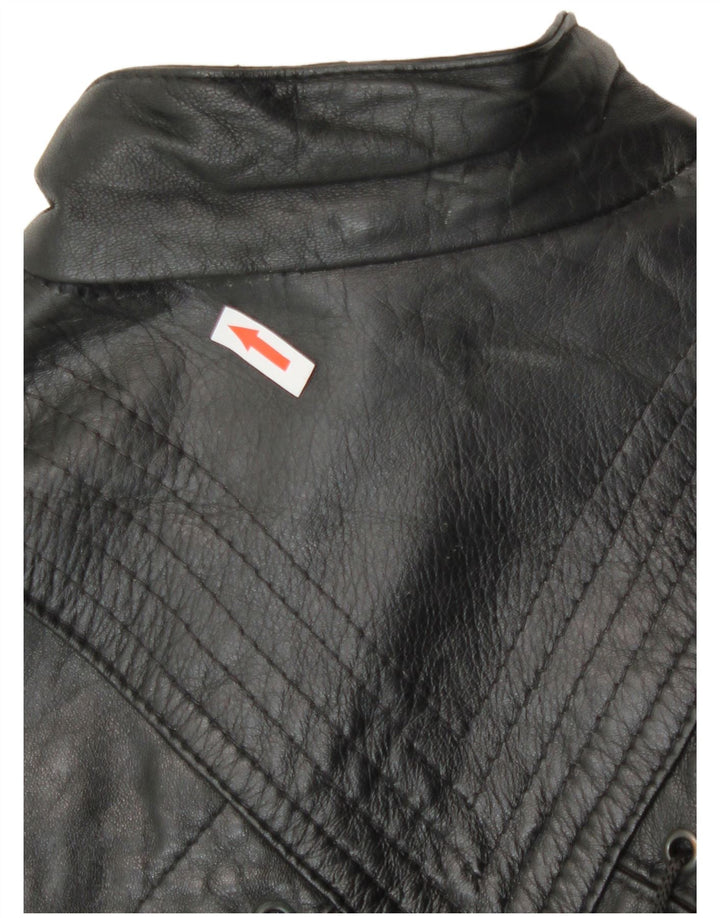 Jachetă de piele vintage pentru femei, cu ajustare largă, UK 14, neagră medie