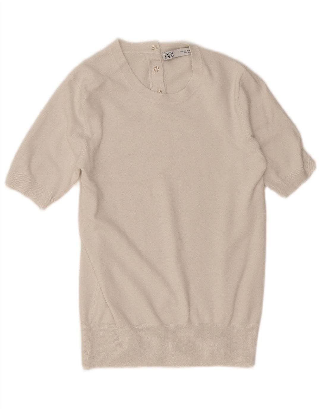 Pulover pentru femei Zara cu mânecă scurtă cu decolteu triplu UK 12 Medium White