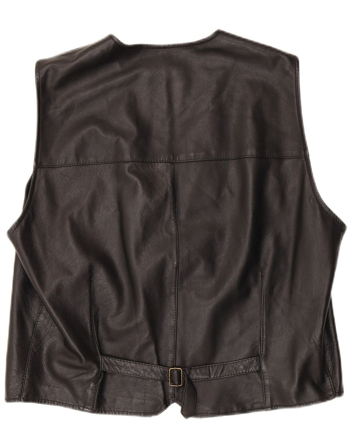 Vestă din piele vintage pentru bărbați 3XL din piele neagră