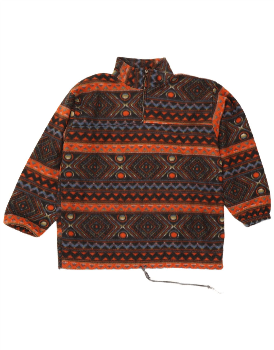 Pulover vintage pentru bărbați, cu fermoar și gât, din lână, mare, multicolor, geometric, poliester