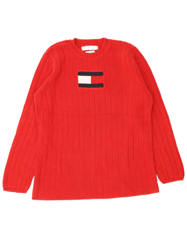 Pulover Tommy Hilfiger pentru damă, cu grafică, cu gâtul turn, roșu mediu, UK 14