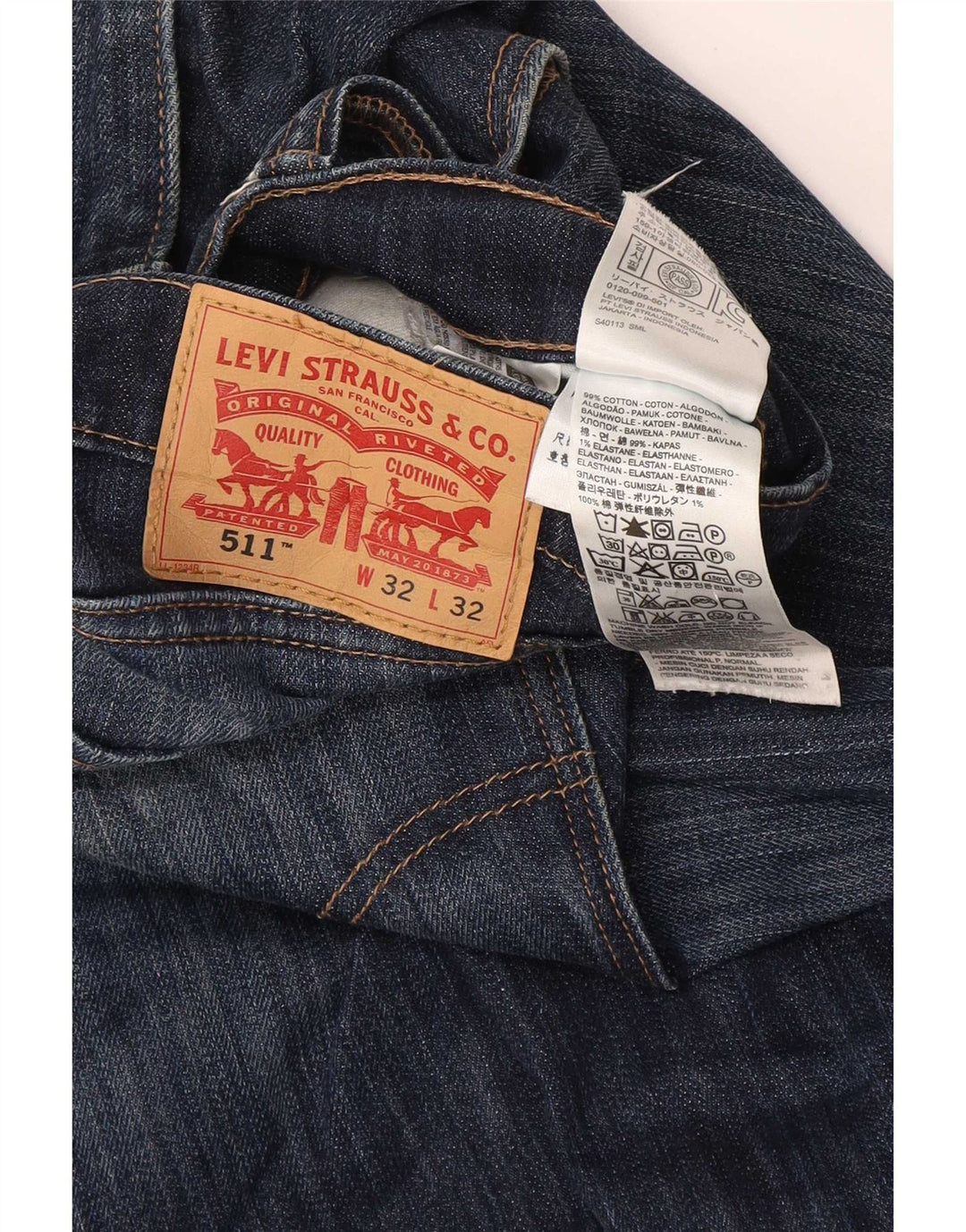 Blugi pentru bărbați Levi's 511 Slim W32 L32 Bumbac bleumarin