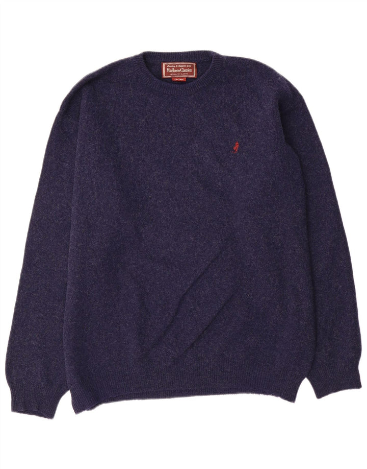 Pulover Marlboro Classics pentru bărbați, cu gât crew, 2XL, lână bleumarin