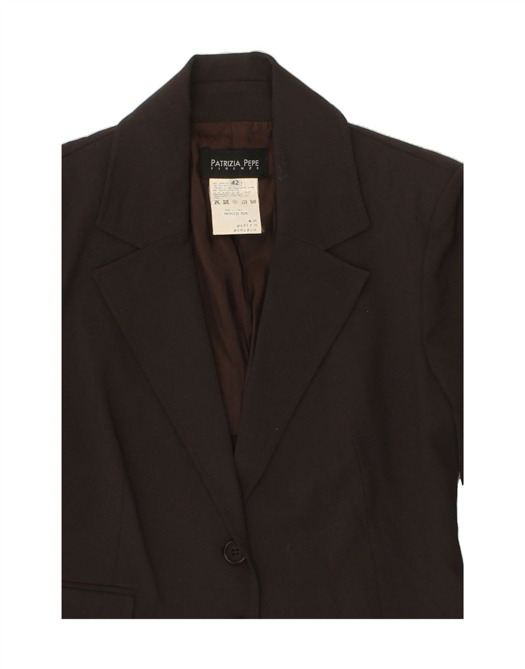 PATRIZIA PEPE Womens Crop 2 Button Blazer Jacket IT 42 Medium Brown Wool Vintage Patrizia Pepe and Second-Hand Patrizia Pepe from Messina Hembry 