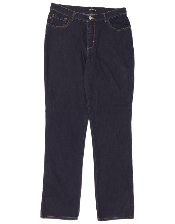 Blugi drepti pentru femei cu talie înaltă LEE US 10 Large W30 L32 Bleumarin