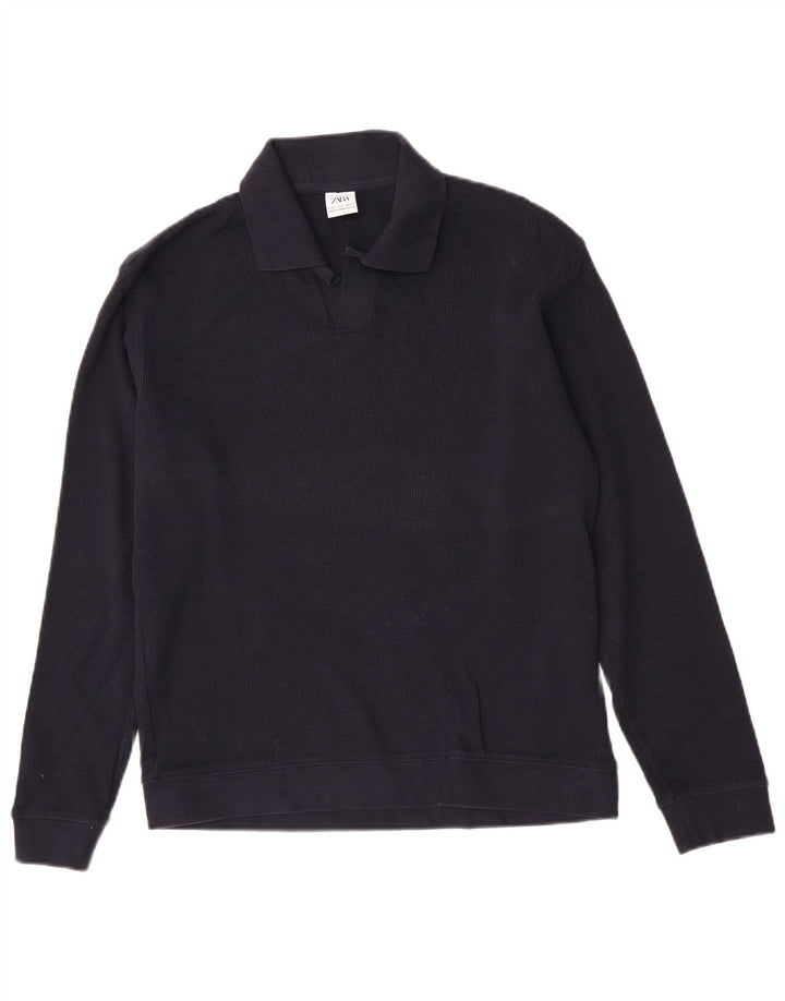 Pulover pentru bărbați Zara, cu gât polo, mic, bleumarin