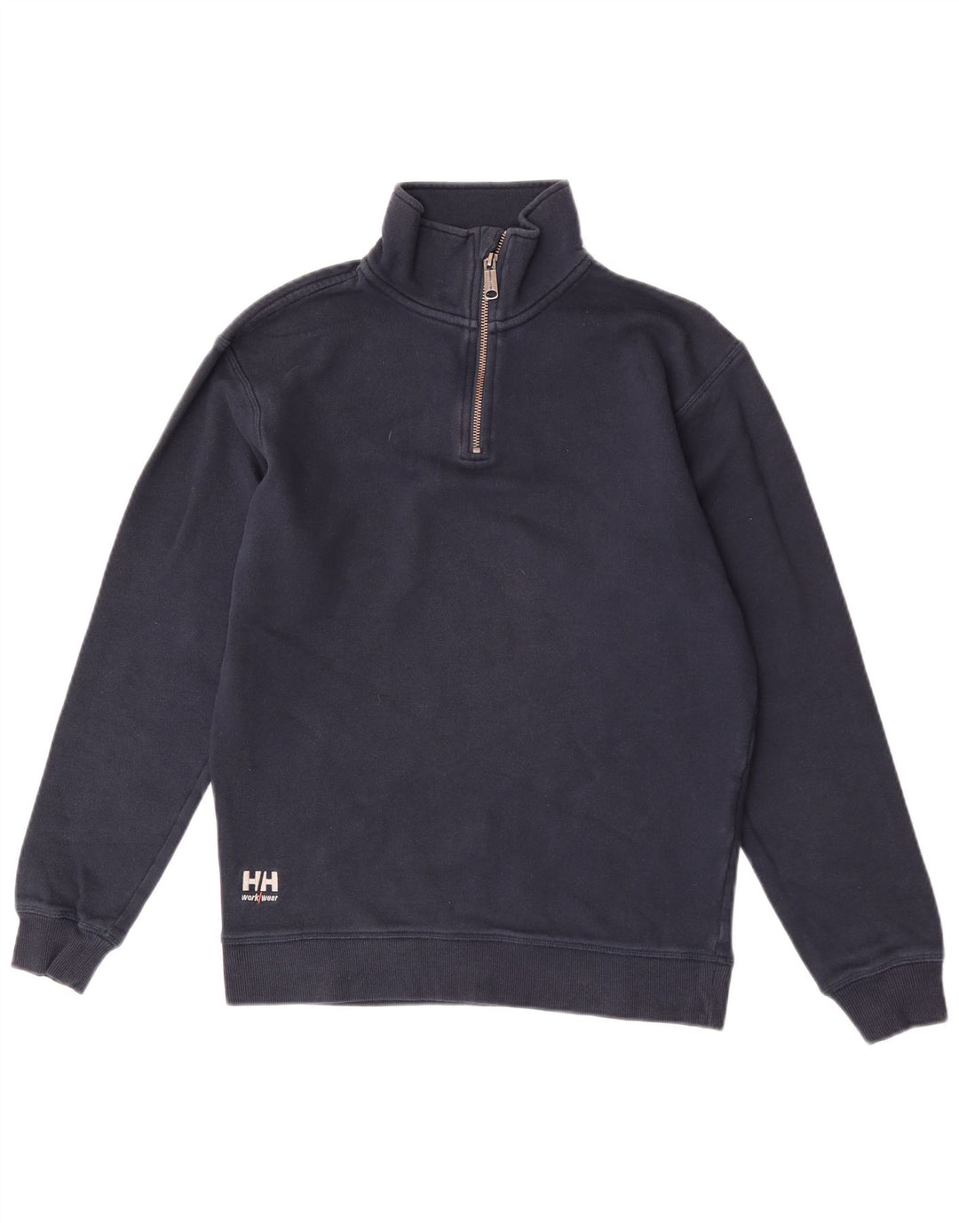 Hanorac Helly Hansen pentru bărbați, cu fermoar și gât, pulover mediu din bumbac bleumarin