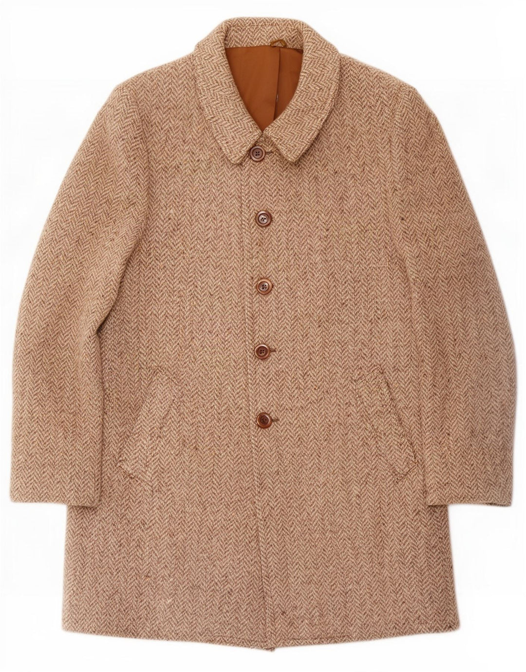 Pardesiu vintage pentru bărbați UK 36 Small Beige Herringbone