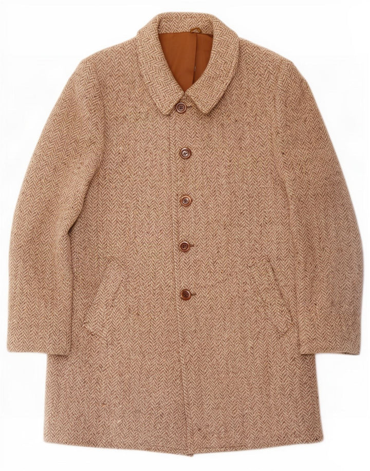 Pardesiu vintage pentru bărbați UK 36 Small Beige Herringbone