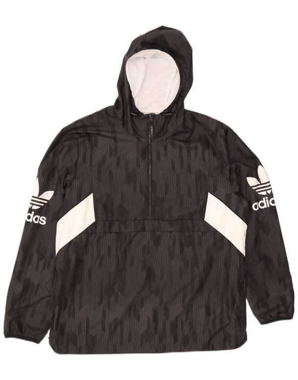 Jachetă anorak cu glugă grafică Adidas pentru bărbați UK 42 XL Negru Colorblock